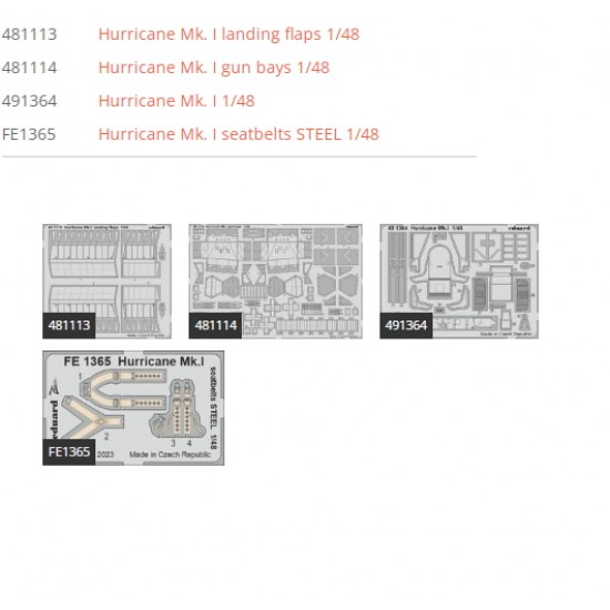 1/48 Hawker Hurricane Mk.I Detail Parts for HobbyBoss kits