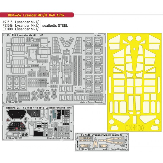 1/48 Westland Lysander Mk.I/III PE Super Detail Set for Airfix kits