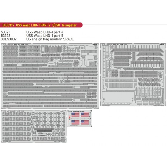1/350 USS Wasp LHD-1 Part 20 PE Super Detail Set for Trumpeter kits