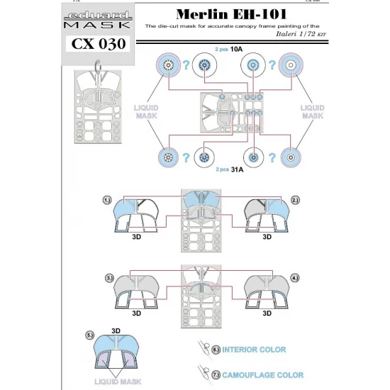 1/72 EH-101 Merlin HM1 Paint Mask for Italeri kit