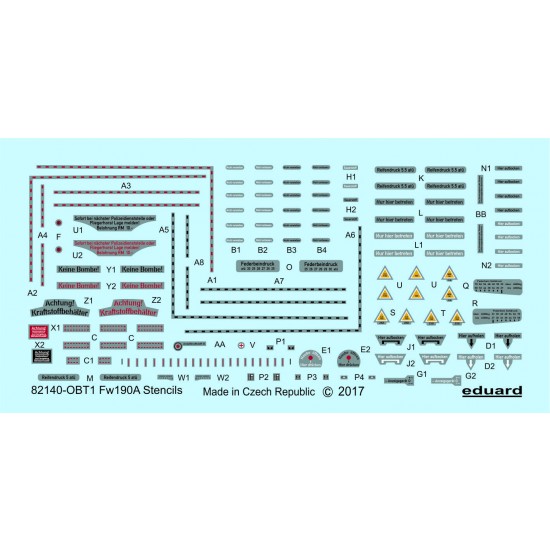 1/48 German Fw 190 A Stencils for Eduard