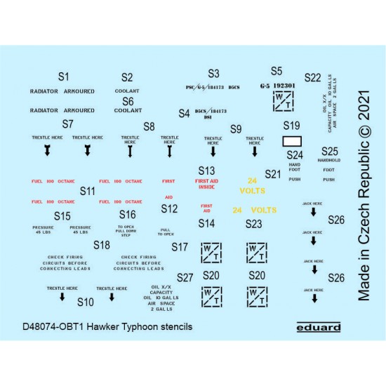 1/48 Hawker Typhoon Stencils Decals for Hasegawa kits