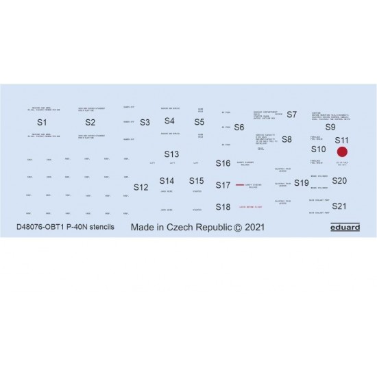 1/48 Curtiss P-40N Warhawk Stencils Decals for Hasegawa kits