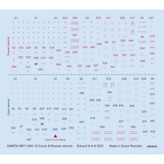 1/48 Mikoyan-Gurevich MiG-15 Czech & Russian Stencils Decals for Bronco/Hobby 2000 kits