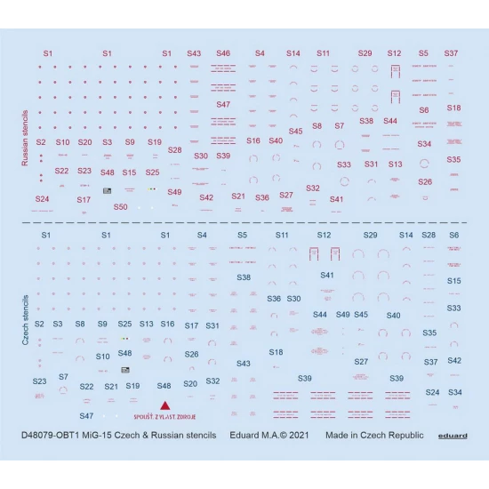 1/48 Mikoyan-Gurevich MiG-15 Czech & Russian Stencils Decals for Bronco/Hobby 2000 kits