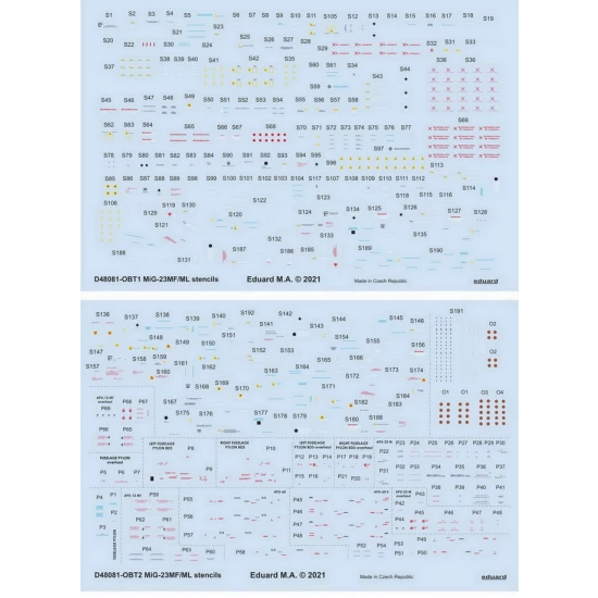 1/48 Mikoyan-Gurevich MiG-23MF/ML Stencils Decals for Trumpeter kits