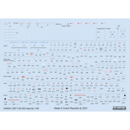 1/48 Mil Mi-24D Stencils Decals for Zvezda kits