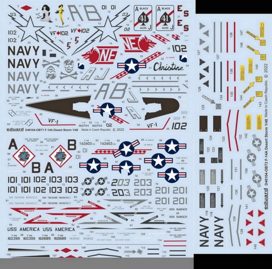 1/48 Grumman F-14A Tomcat Desert Storm Decals for Tamiya kits
