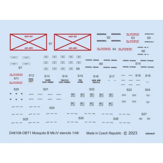 1/48 de Havilland Mosquito B Mk.IV Stencils Decals for Tamiya/Revell kits