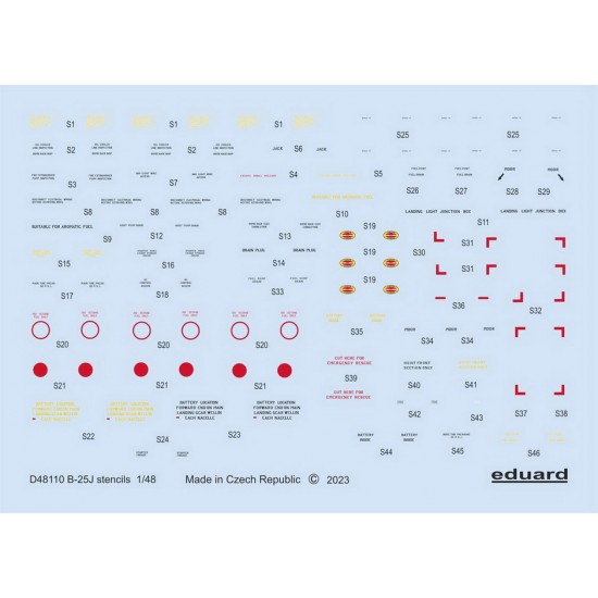 1/48 B-25J Mitchell Stencils Decals for HK Model kits