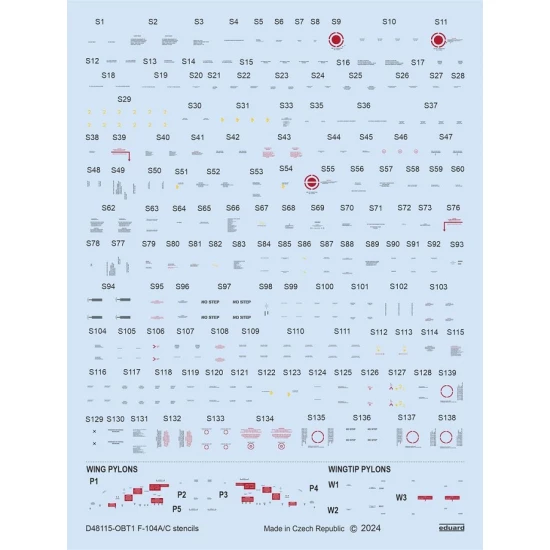 1/48 F-104A/C Stencils Decal for Kinetic kits