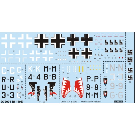 1/72 Messerschmitt Bf-110E Decals for Eduard kit