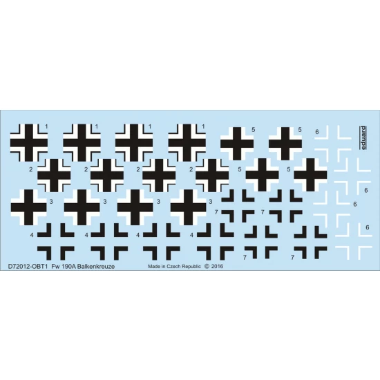 1/72 Focke-Wulf Fw 190A Balkenkreuze Decals for Eduard kit 