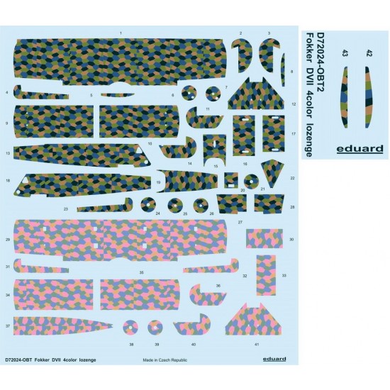 1/72 Fokker D.VII 4 Colour Lozenge Decals for Eduard kits
