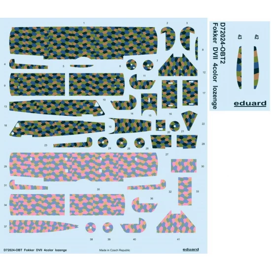 1/72 Fokker D.VII 4 Colour Lozenge Decals for Eduard kits
