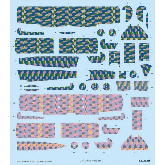 1/72 Fokker D.VII 5color Lozenge Decals for Eduard kits