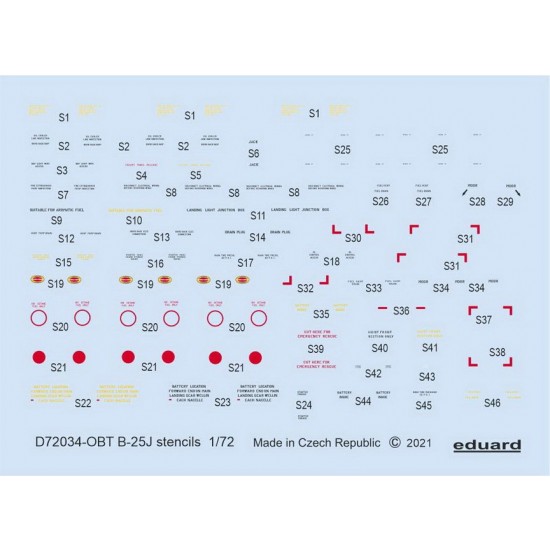 1/72 North American B-25J Mitchell Stencils Decals for Hasegawa/Revell kits
