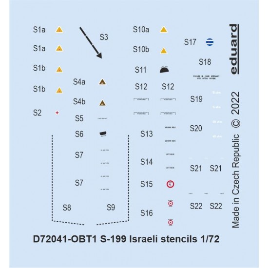 1/72 Avia S-199 Israeli Stencils Decals for Eduard kits