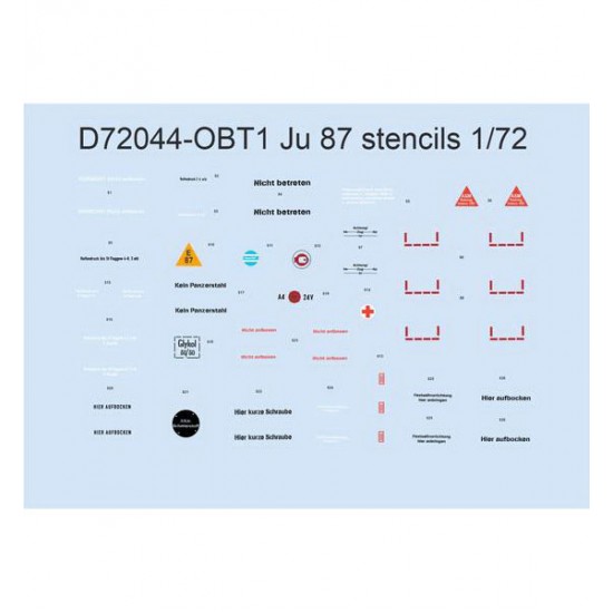 1/72 Junkers Ju 87 Stencils Decals for Academy/Airfix/Italeri/Revell kits