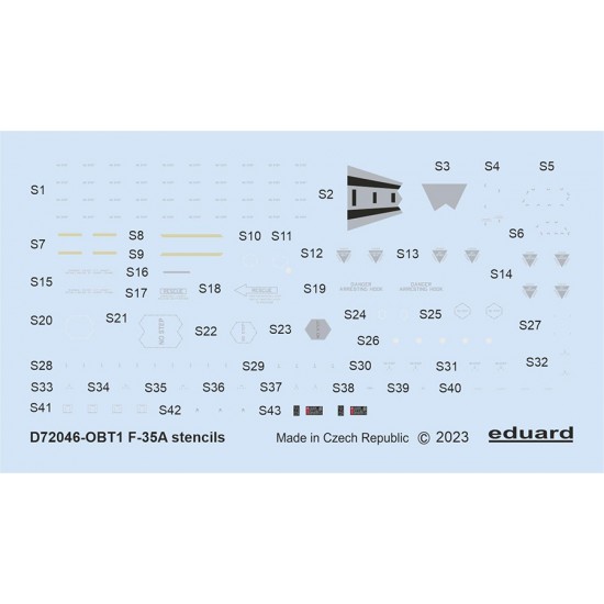 1/72 Lockheed Martin F-35A Lightning II Stencils Decal for Tamiya kits