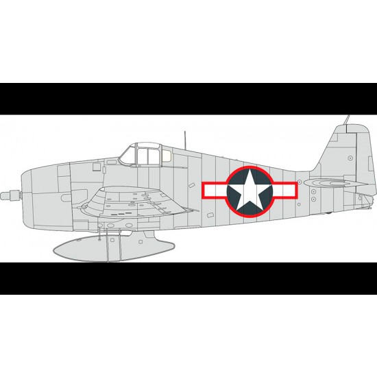 1/48 US F6F-3 National Insignia w/Red Outline Paint Masks for Eduard kits
