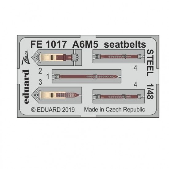 1/48 Mitsubishi A6M5 Zero Seatbelts Steel for Tamiya kits