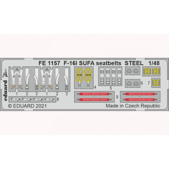 1/48 General Dynamics F-16I SUFA Fighting Falcon Seatbelts Detail Set for Kinetic kits