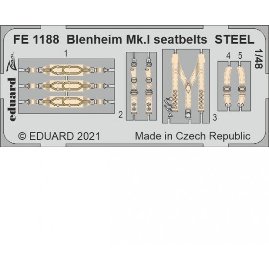 1/48 Bristol Blenheim Mk.I Seatbelts STEEL Detail set for Airfix kits