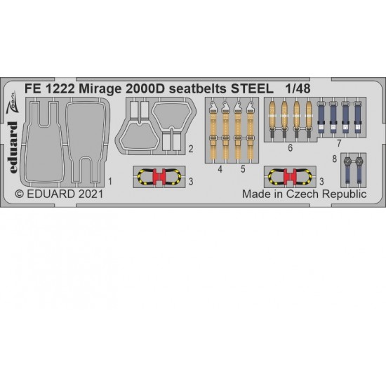 1/48 Dassault Mirage 2000D Seatbelts Detail Set for Kinetic kits