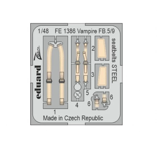 1/48 de Havilland Vampire FB.5/9 Seatbelts for Airfix kits