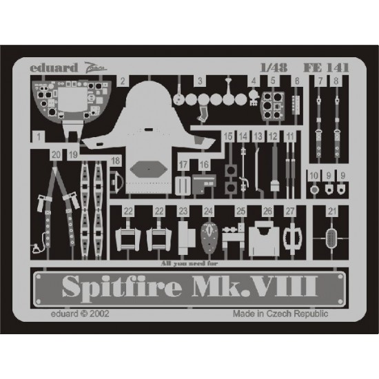 Photoetch for 1/48 Supermarine Spitfire Mk.VIII for ICM kit