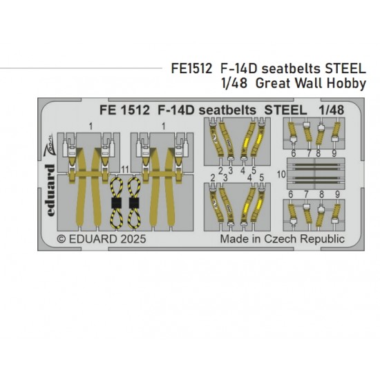 1/48 Grumman F-14D Tomcat Seatbelts Colour PE parts for Great Wall Hobby kits
