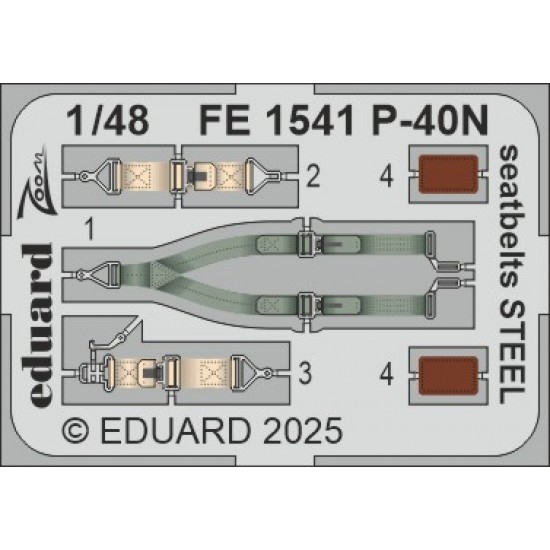 1/48 Curtiss P-40N Seatbelts for Eduard kits