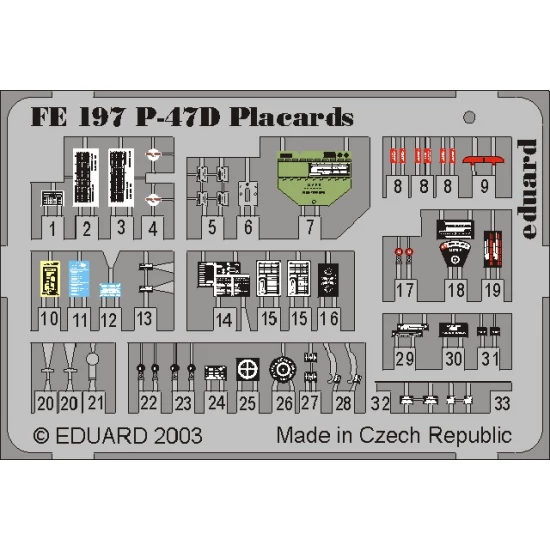 Colour Photoetch for 1/48 Republic P-47D Thunderbolt Placards