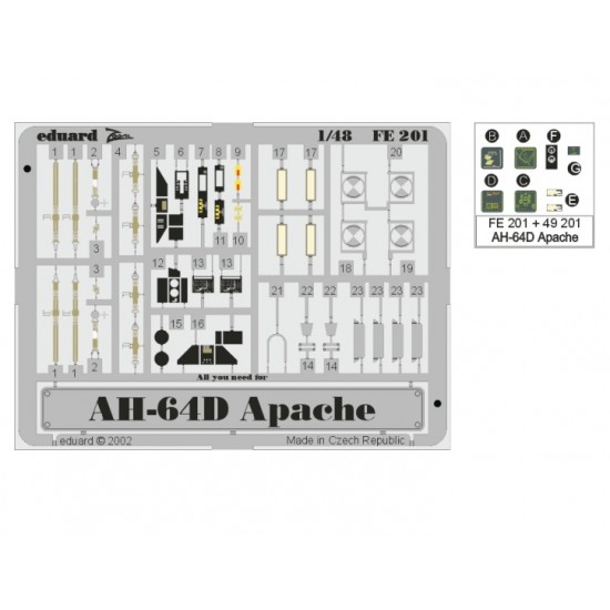 1/48 Boeing AH-64D Apache Colour Photoetch Detail Set Vol.2 for Hasegawa kit