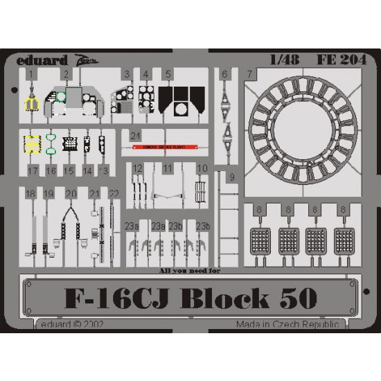 Colour Photoetch for 1/48 Lockheed Martin F-16CJ Block 50 for Hasegawa kit