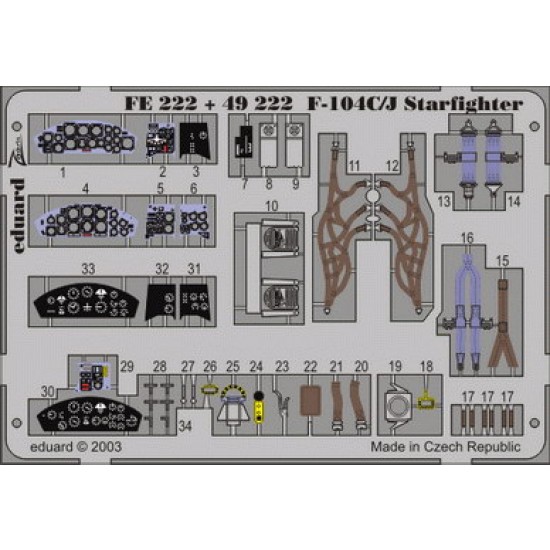 1/48 F-104C/J Starfighter Colour Photoetch Detail Set Vol.2 for Hasegawa kit