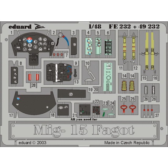 1/48 Mikoyan-Gurevich MiG-15 Colour Photoetch Set Vol.2 for Trumpeter kit
