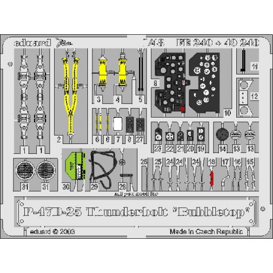 1/48 P-47D-25 Thunderbolt Colour Photoetch Set Vol.2 for Tamiya kit