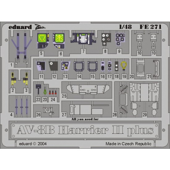 1/48 AV-8B Harrier II Plus Colour Photoetch Detail Set Vol.2 for Hasegawa kit