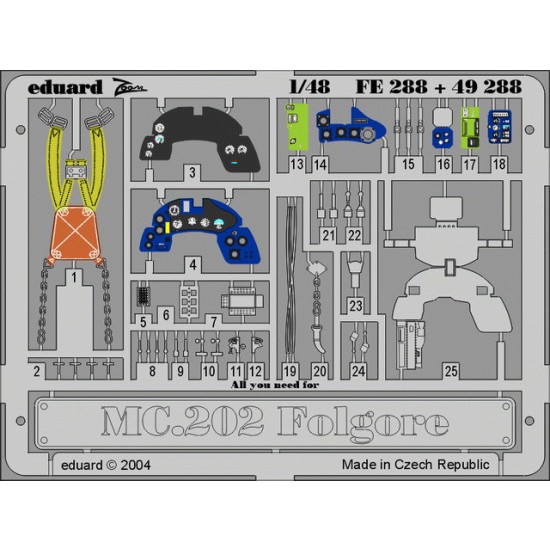 Colour Photoetch for 1/48 Macchi MC.202 Folgore for Hasegawa kit
