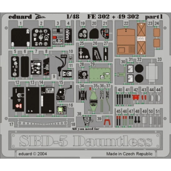 Colour Photoetch for 1/48 Douglas SBD-5 Dauntless for Accurate Miniatures kit