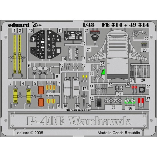 1/48 Curtiss P-40E Colour Photoetch Detail Set Vol.2 for Hasegawa kit