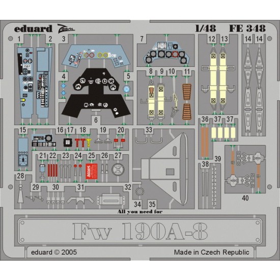 1/48 Focke-Wulf Fw 190A-8 Colour Photoetch Set Vol.2 for Tamiya kit