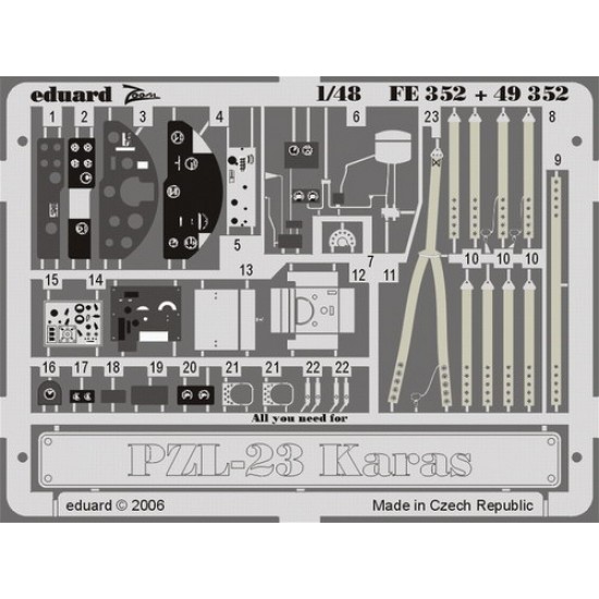 1/48 PZL-23 Karas Colour Photoetch Set Vol.2 for Mirage kit