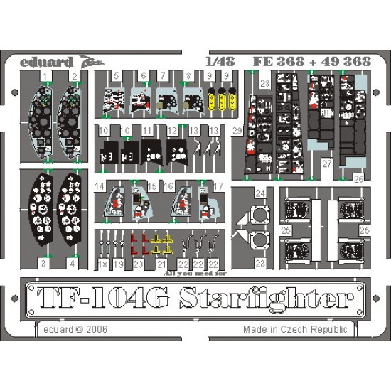 Colour Photoetch for 1/48 Lockheed TF-104G Starfighter for Hasegawa kit