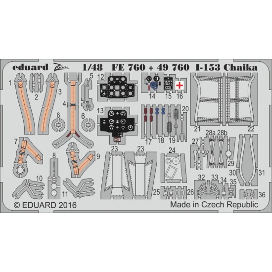 1/48 WWII Soviet Biplane Fighter Polikarpov I-153 Chaika Interior Detail Set for ICM 48095