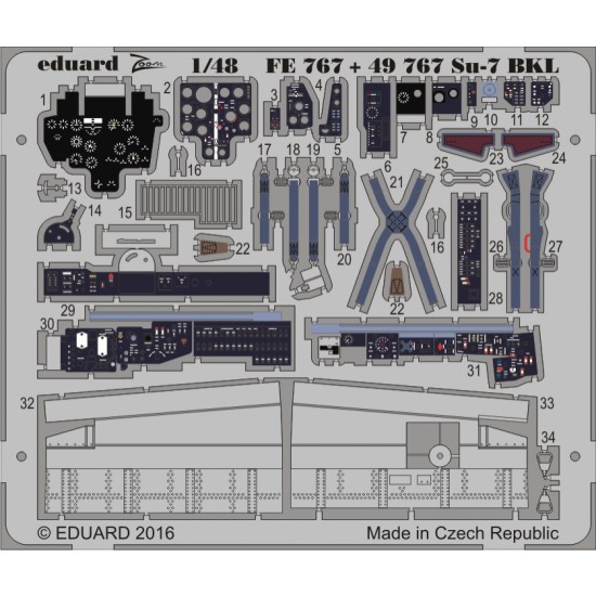 1/48 Sukhoi Su-7 Interior Detail Set for Smer kit (1 Photo-Etched Sheet)