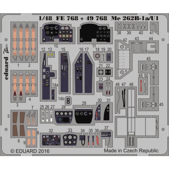 1/48 Messerschmitt Me 262B-1a/U1 Interior Detail Set for Hobby Boss #81745 kit (1PE)