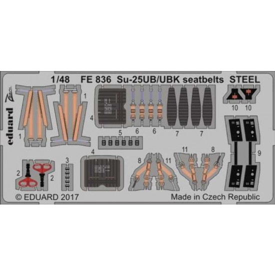 1/48 Sukhoi Su-25UB/UBK Seatbelts for Smer kit (Steel, 1 Photo-Etched Sheet)